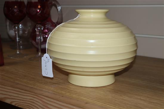 A Wedgwood yellow ground vase designed by Keith Murray height 16cm